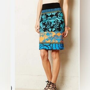 Anthropologie Plenty by Tracy Reese Skirt Blue Floral Flowers Pencil Bloomcore 2